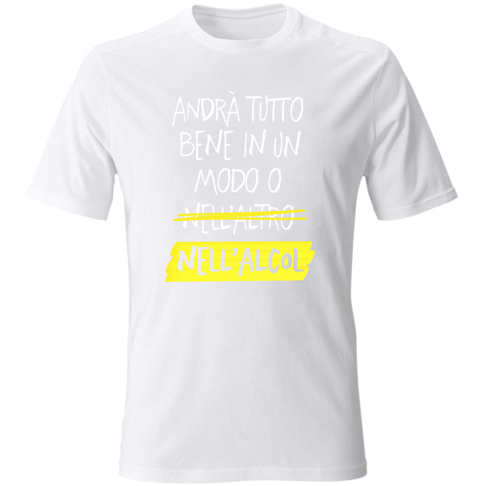 T-Shirt Unisex Large Andrà tutto bene - Scritte Divertenti