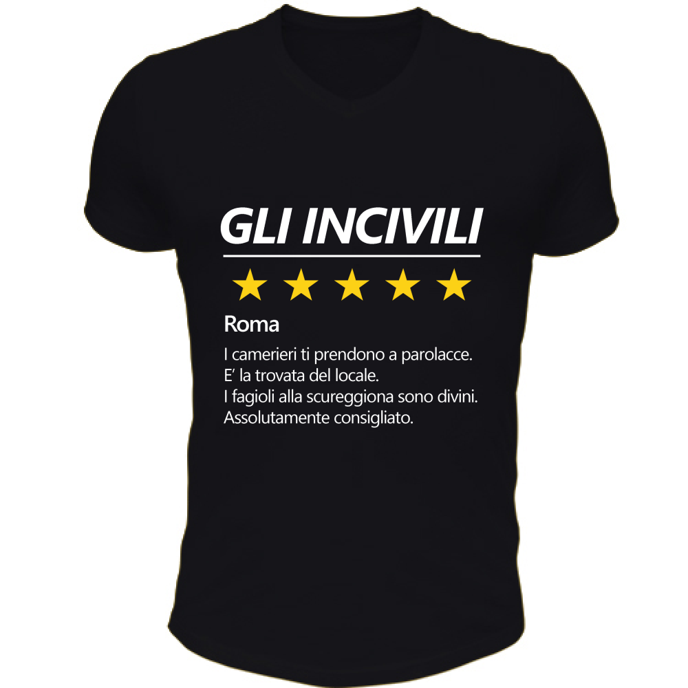 T-Shirt Unisex Scollo V Maglietta Gli Incivili