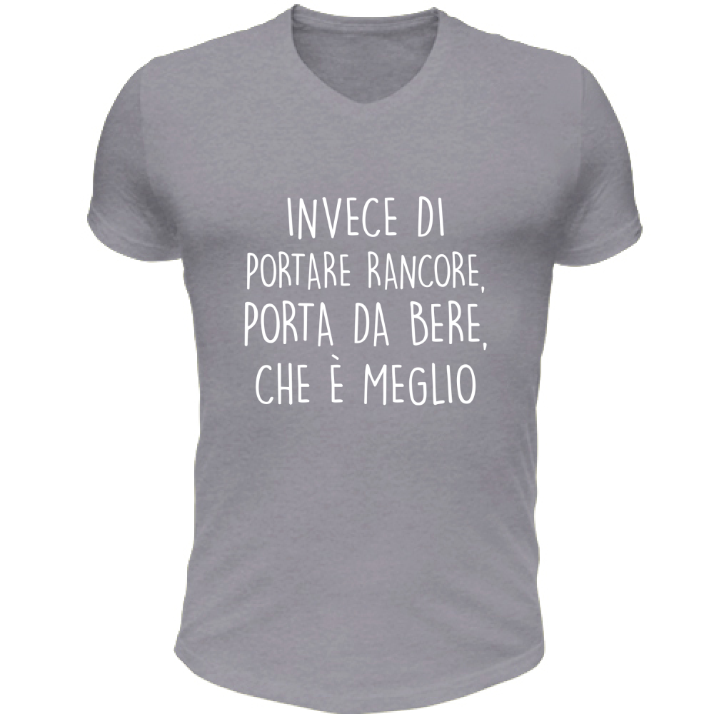 T-Shirt Unisex Scollo V Portare rancore - Scritte Divertenti