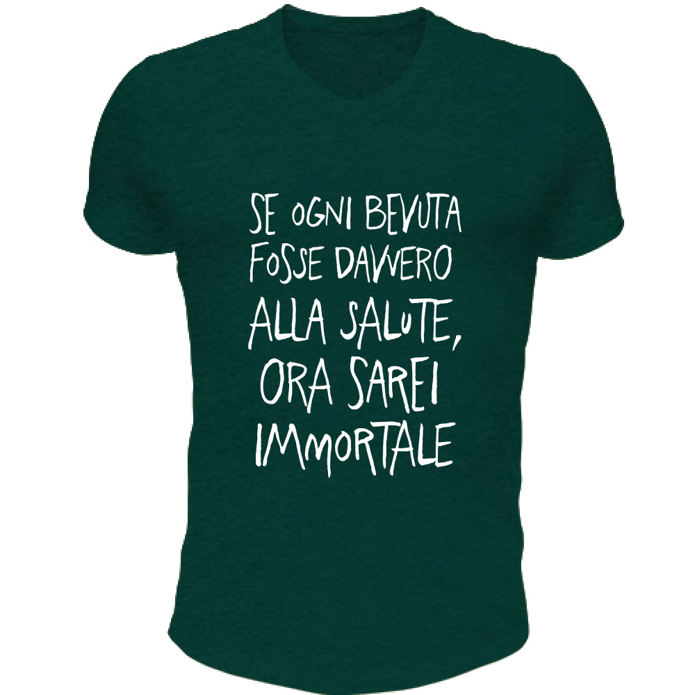 T-Shirt Unisex Scollo V Ora sarei Immortale - Scritte Divertenti