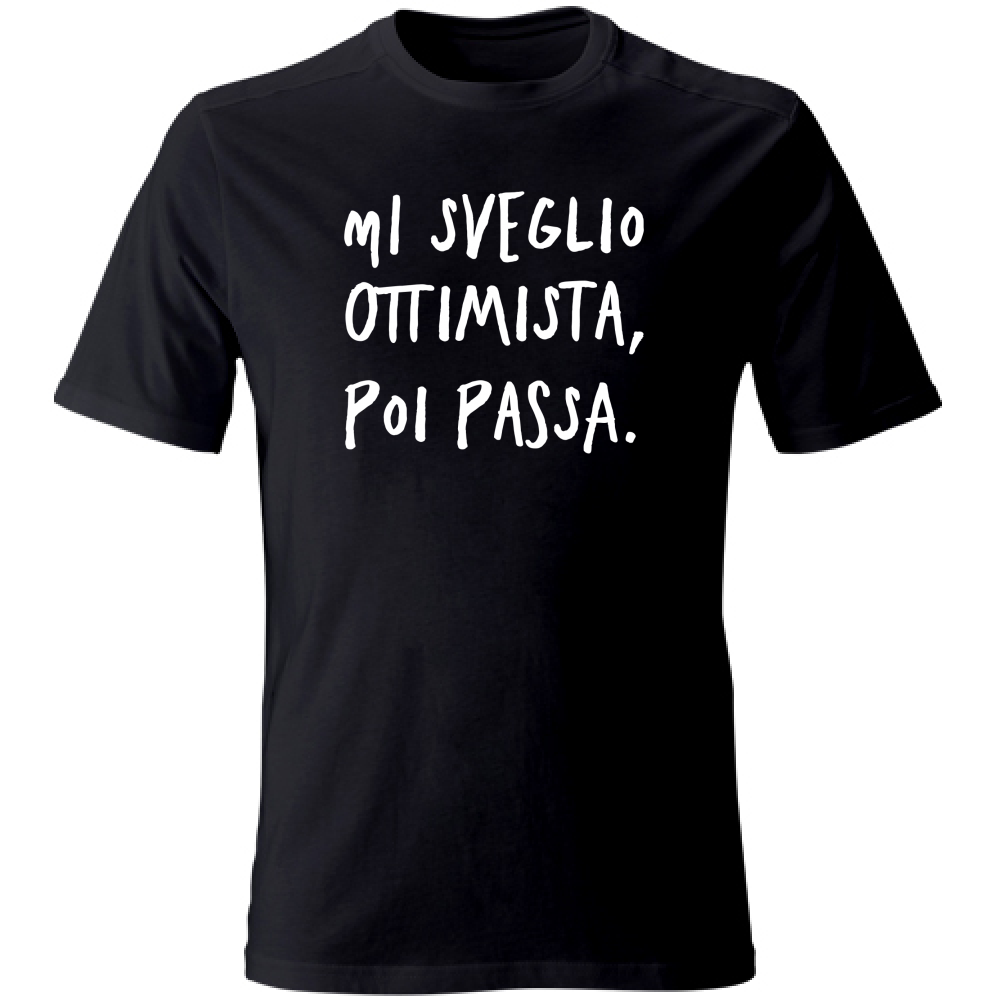 T-Shirt Unisex Large Ottimista - Scritte Divertenti