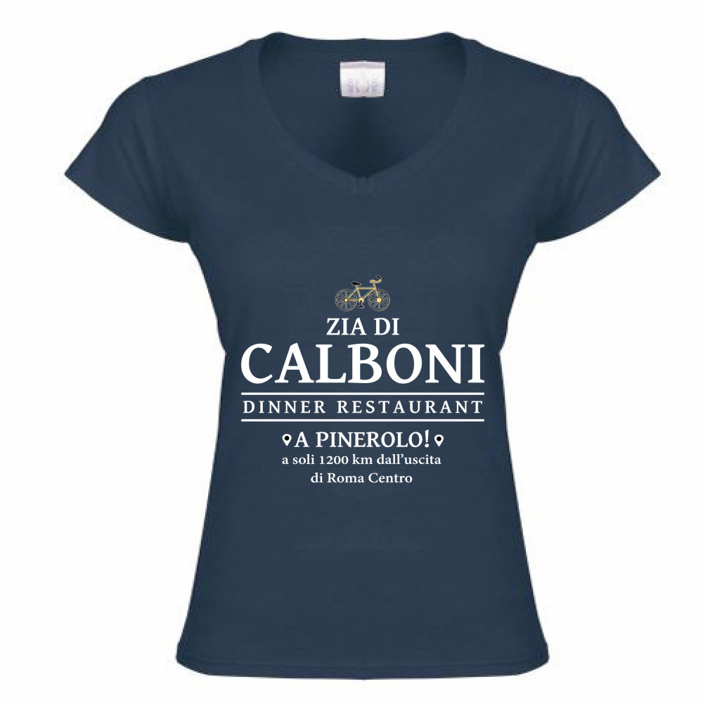 T-Shirt Donna Scollo V Zia di Calboni Restaurant
