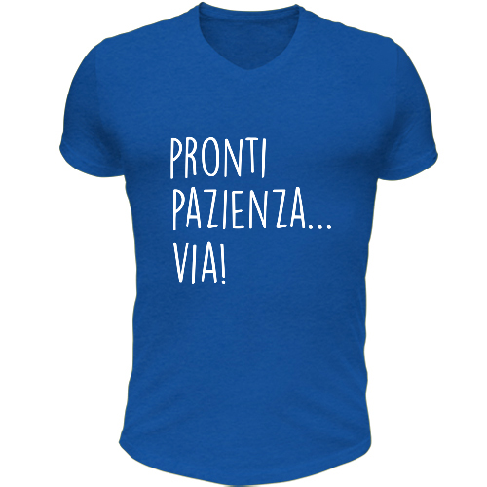 T-Shirt Unisex Scollo V Pazienza - Scritte Divertenti