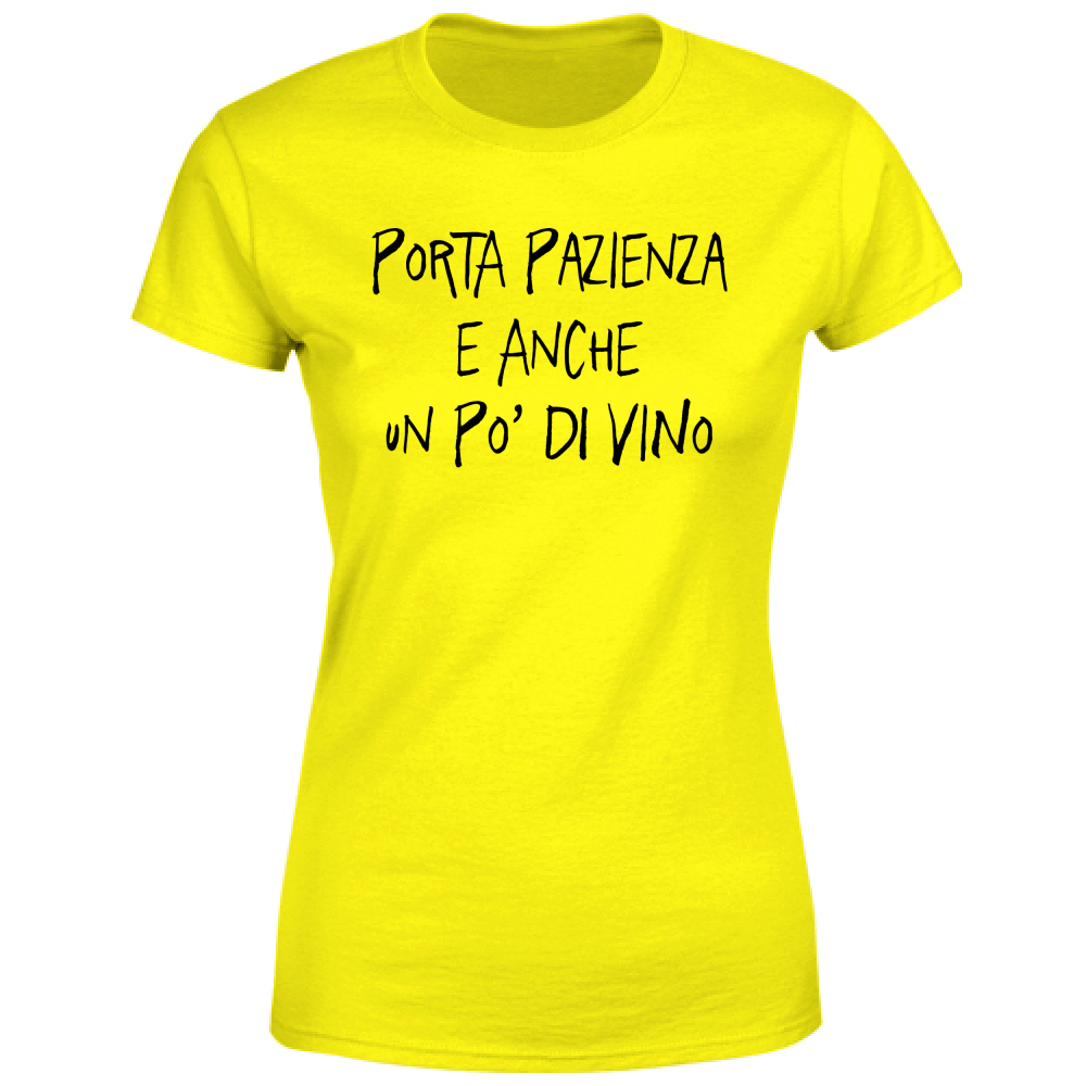 T-Shirt Donna Pazienza e vino - Scritte Divertenti - Chiara