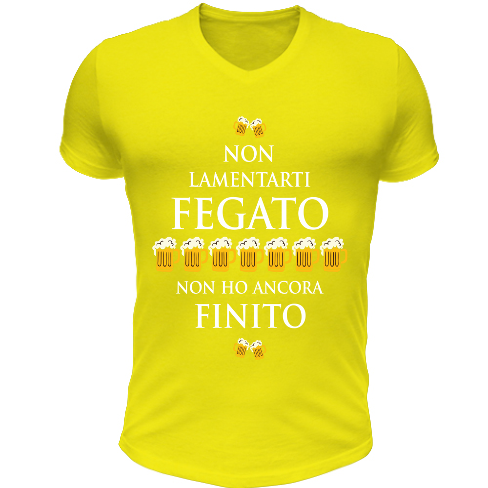 T-Shirt Unisex Scollo V Fegato - Scritte Divertenti