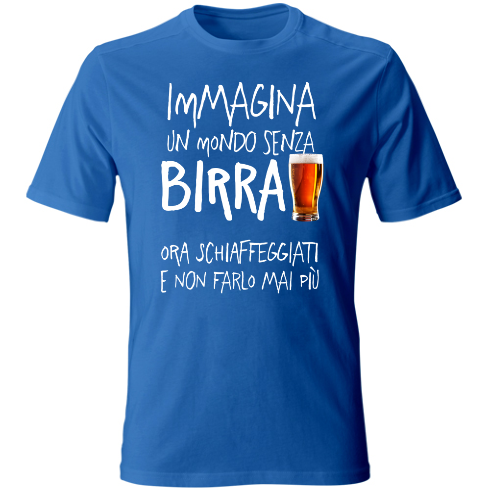 T-Shirt Unisex Large Mondo senza Birra - Scritte Divertenti