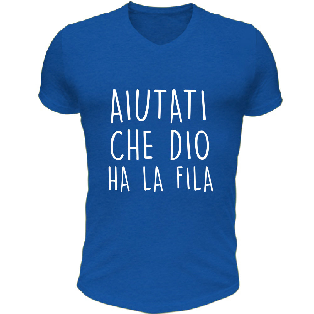 T-Shirt Unisex Scollo V Aiutati - Scritte Divertenti