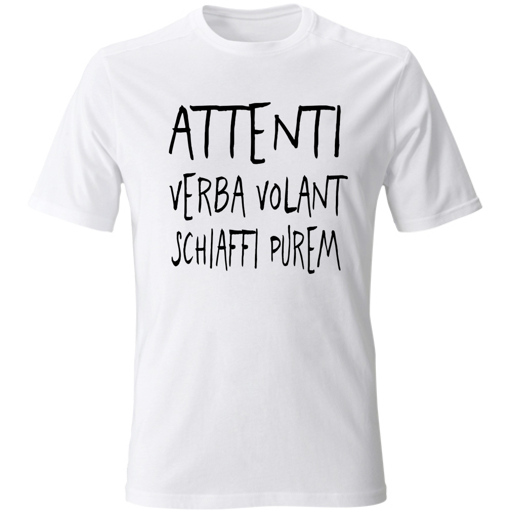 T-Shirt Unisex Verba volant - Scritte Divertenti - Chiara