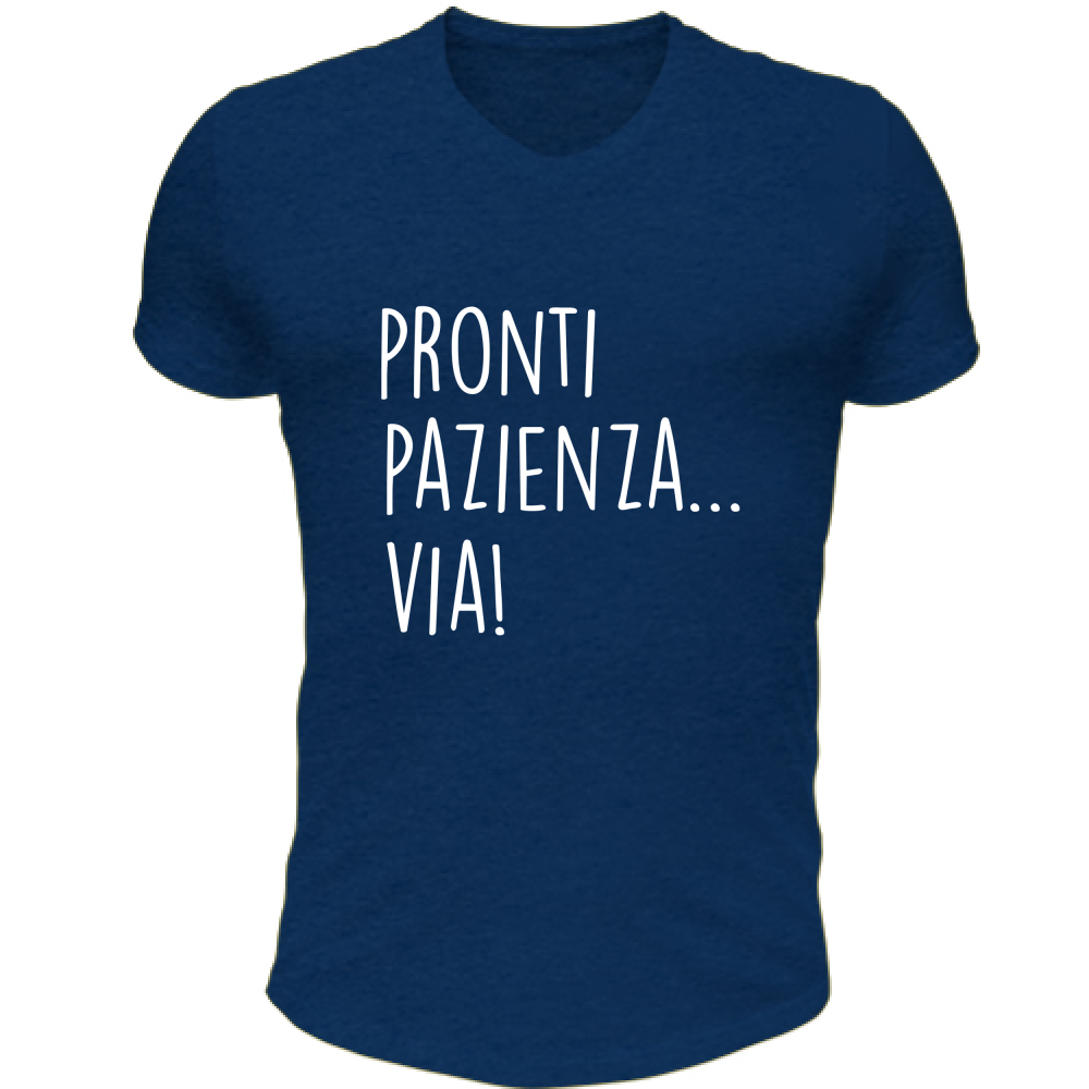 T-Shirt Unisex Scollo V Pazienza - Scritte Divertenti