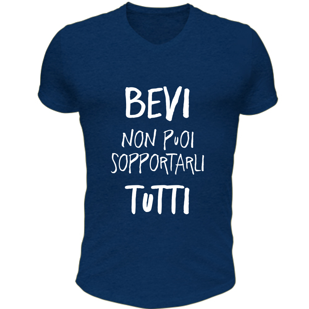 T-Shirt Unisex Scollo V Sopportarli tutti - Scritte Divertenti