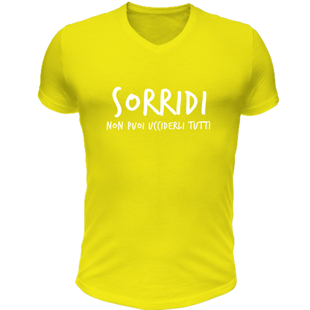 T-Shirt Unisex Scollo V Sorridi - Scritte Divertenti