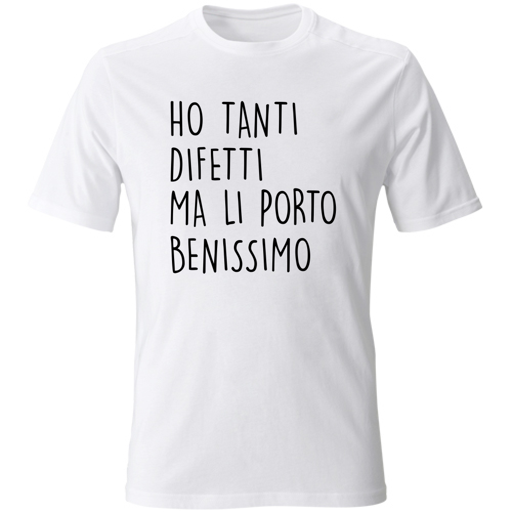 T-Shirt Unisex Tanti difetti - Scritte Divertenti - Chiara