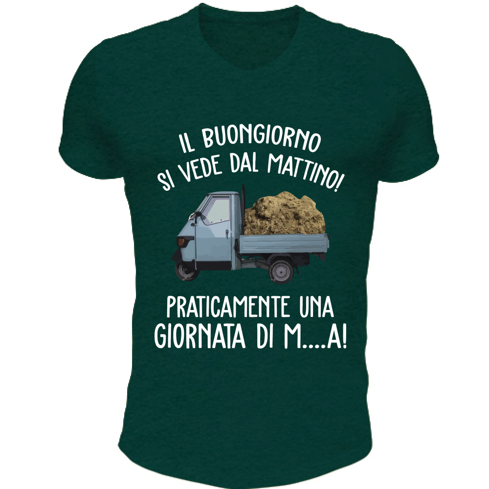T-Shirt Unisex Scollo V Buongiorno si vede dal mattino