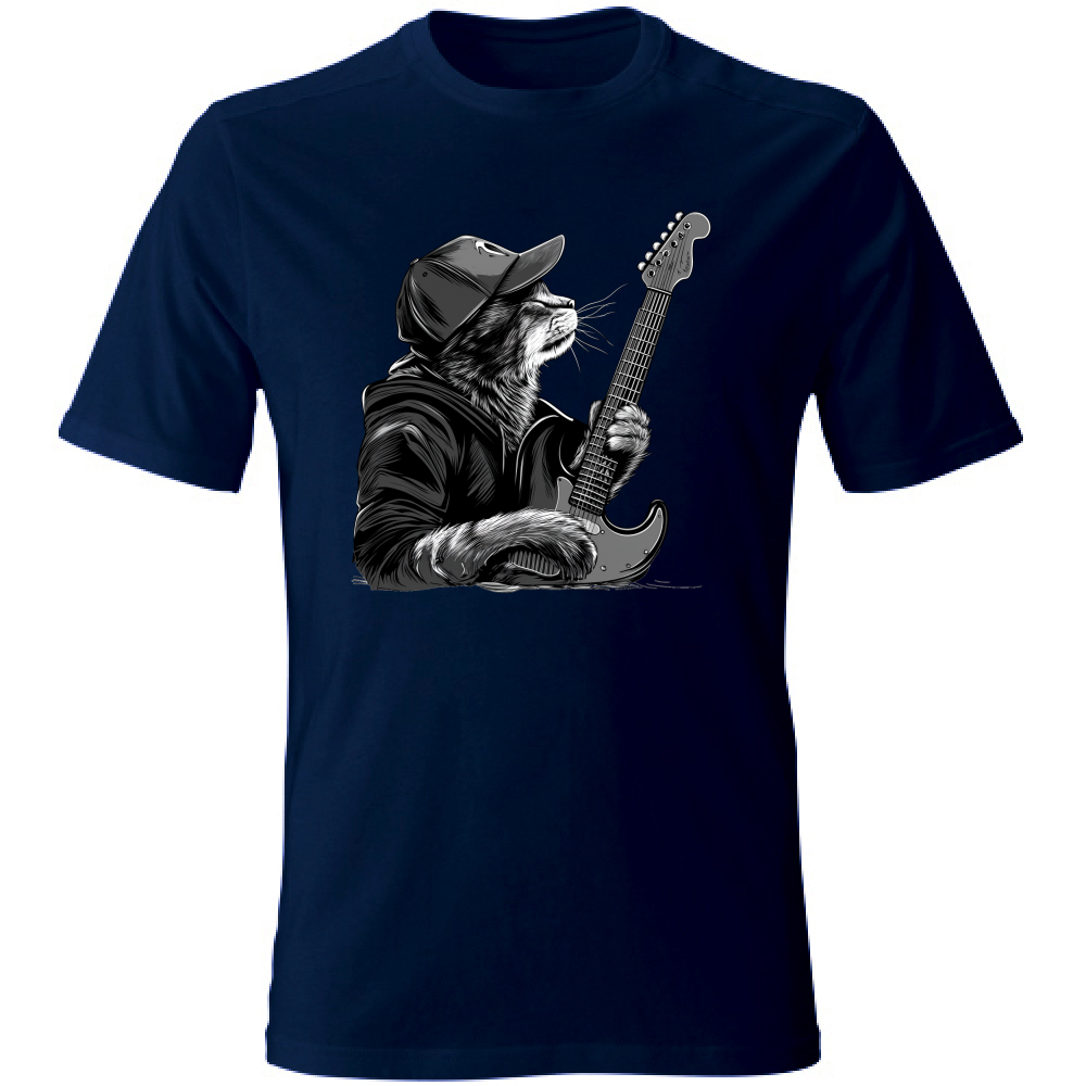 T-Shirt Unisex Large Gatto Rock