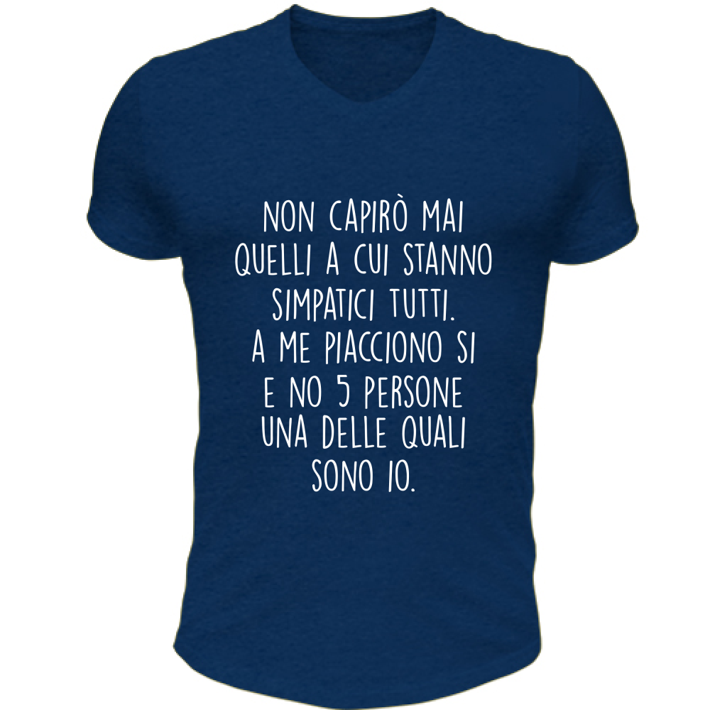 T-Shirt Unisex Scollo V Simpatici tutti - Scritte Divertenti