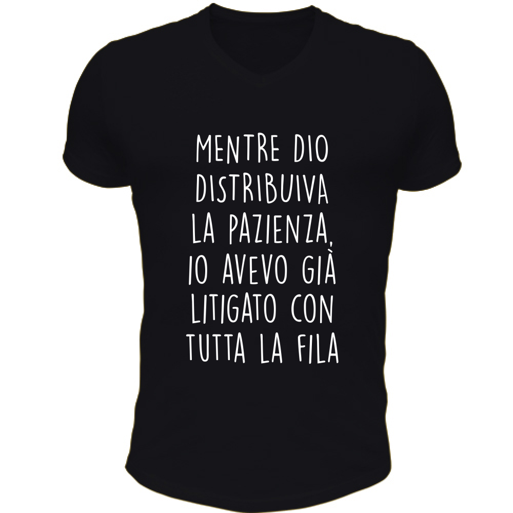 T-Shirt Unisex Scollo V La pazienza - Scritte Divertenti