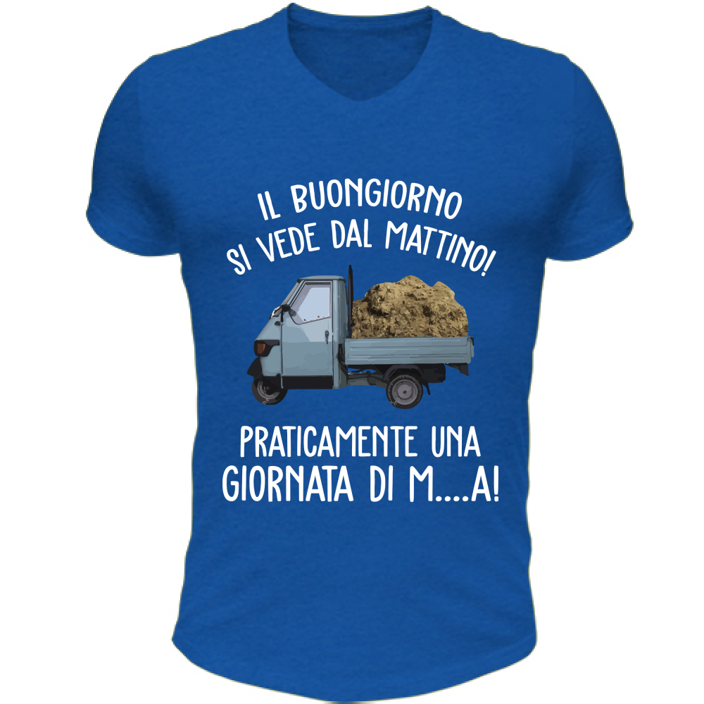 T-Shirt Unisex Scollo V Buongiorno si vede dal mattino