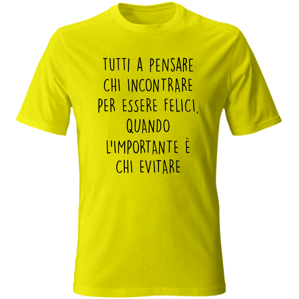 T-Shirt Unisex Chi evitare - Scritte Divertenti - Chiara