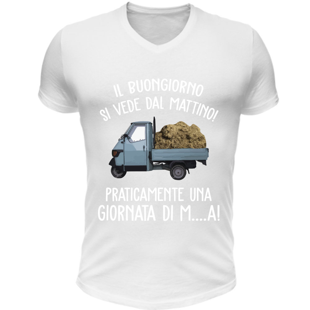 T-Shirt Unisex Scollo V Buongiorno si vede dal mattino