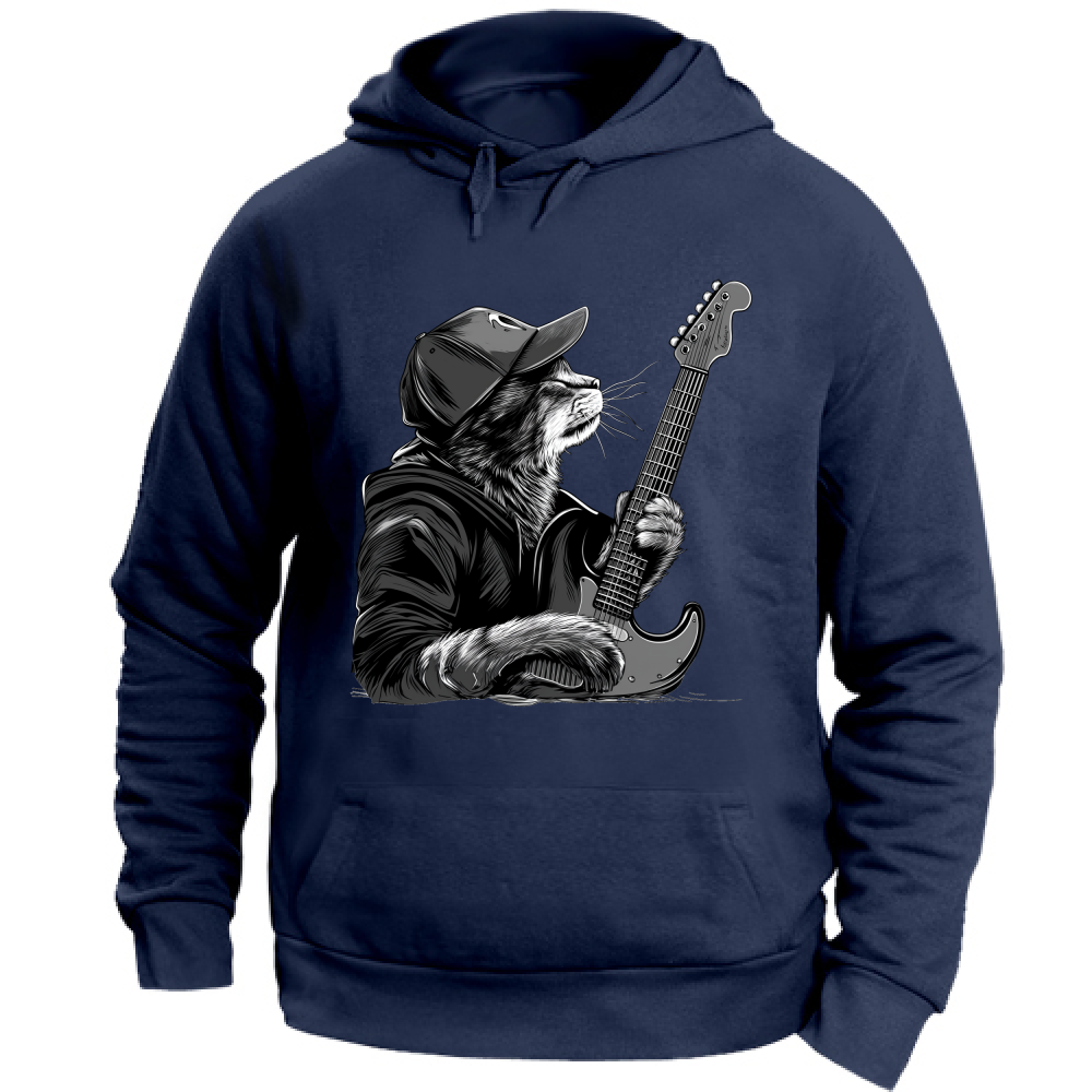 Felpa Unisex con Cappuccio Gatto Rock