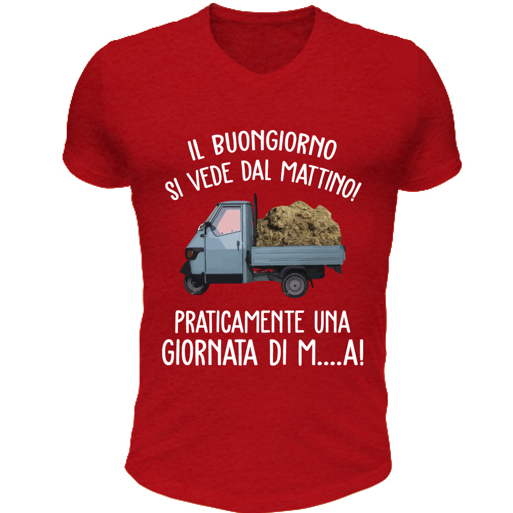 T-Shirt Unisex Scollo V Buongiorno si vede dal mattino