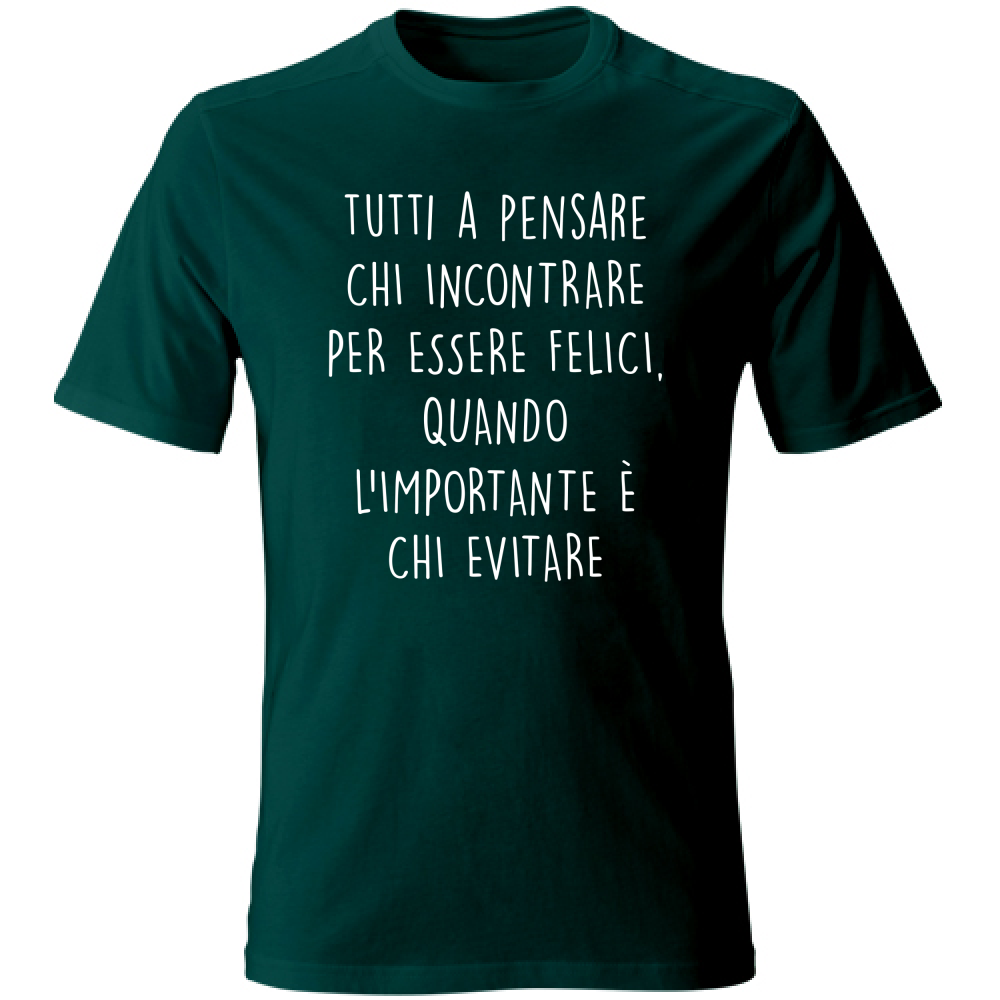 T-Shirt Unisex Chi evitare - Scritte Divertenti