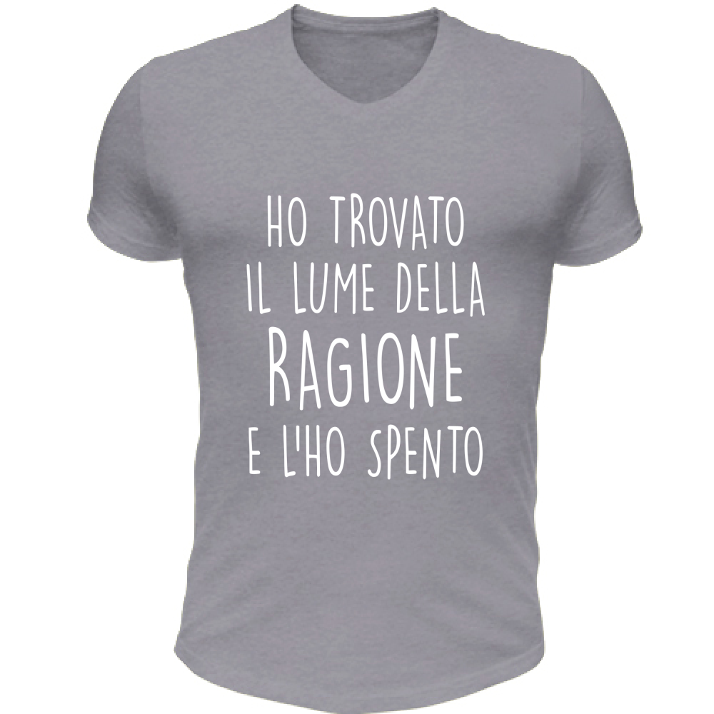 T-Shirt Unisex Scollo V Lume della ragione - Scritte Divertenti