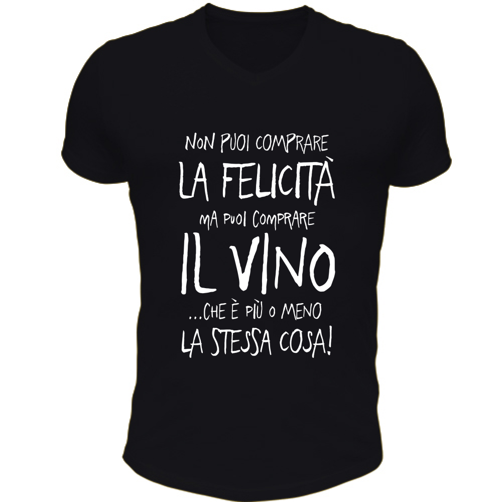 T-Shirt Unisex Scollo V Puoi comprare il Vino - Scritte Divertenti