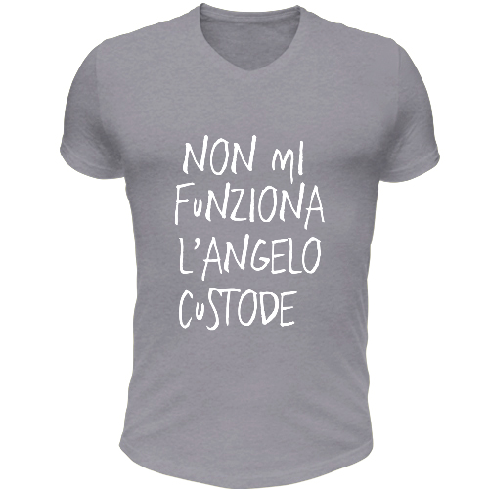 T-Shirt Unisex Scollo V Angelo custode - Scritte Divertenti