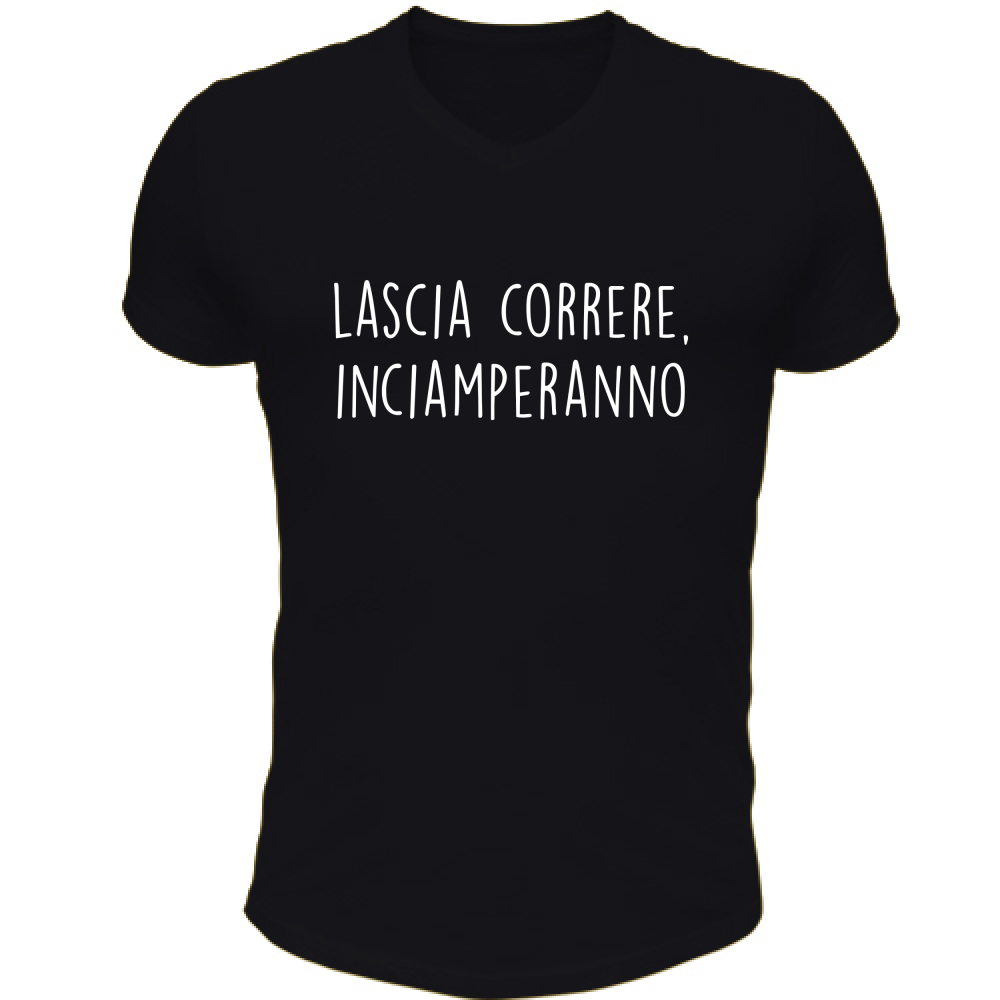 T-Shirt Unisex Scollo V Inciamperanno - Scritte Divertenti