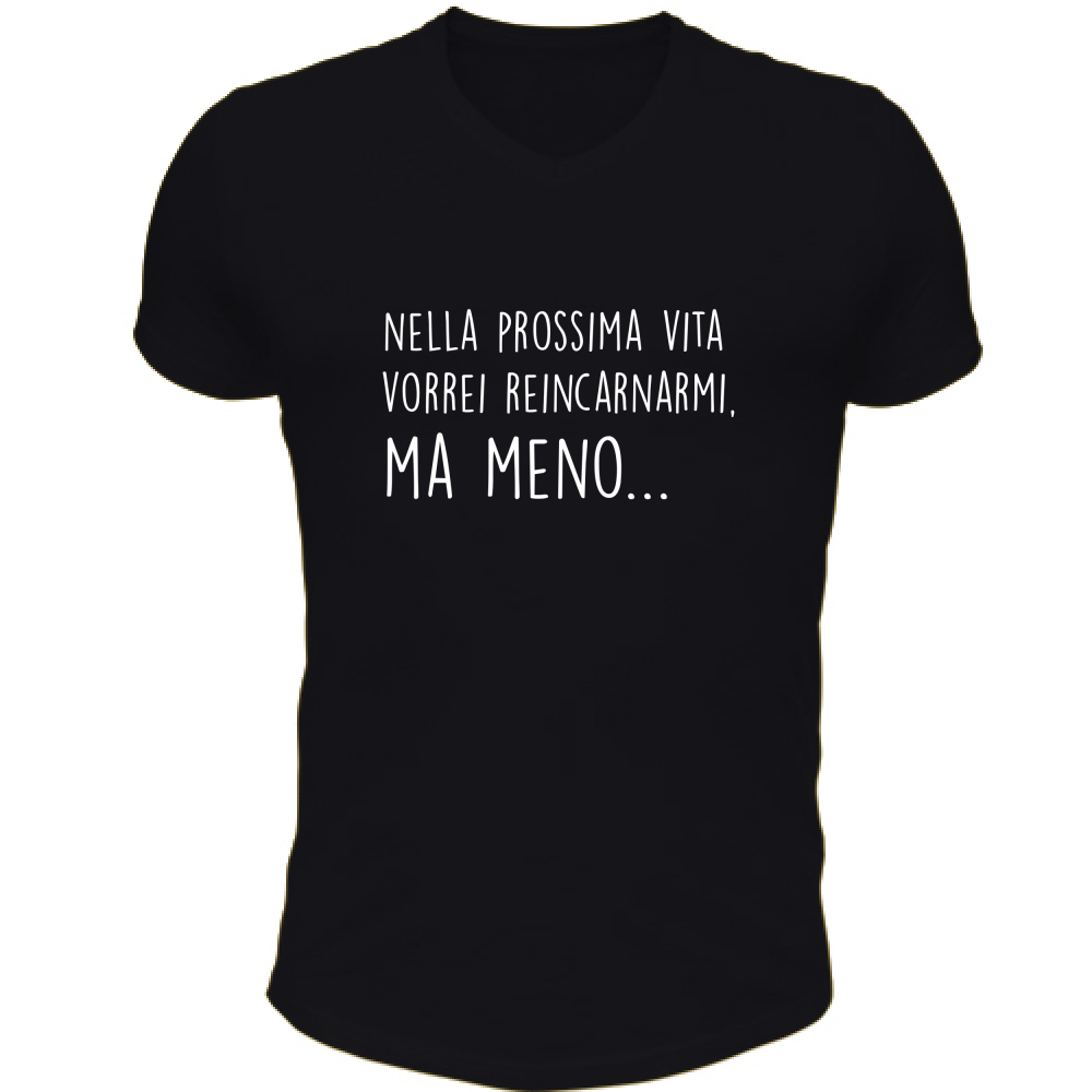 T-Shirt Unisex Scollo V Ma meno - Scritte Divertenti