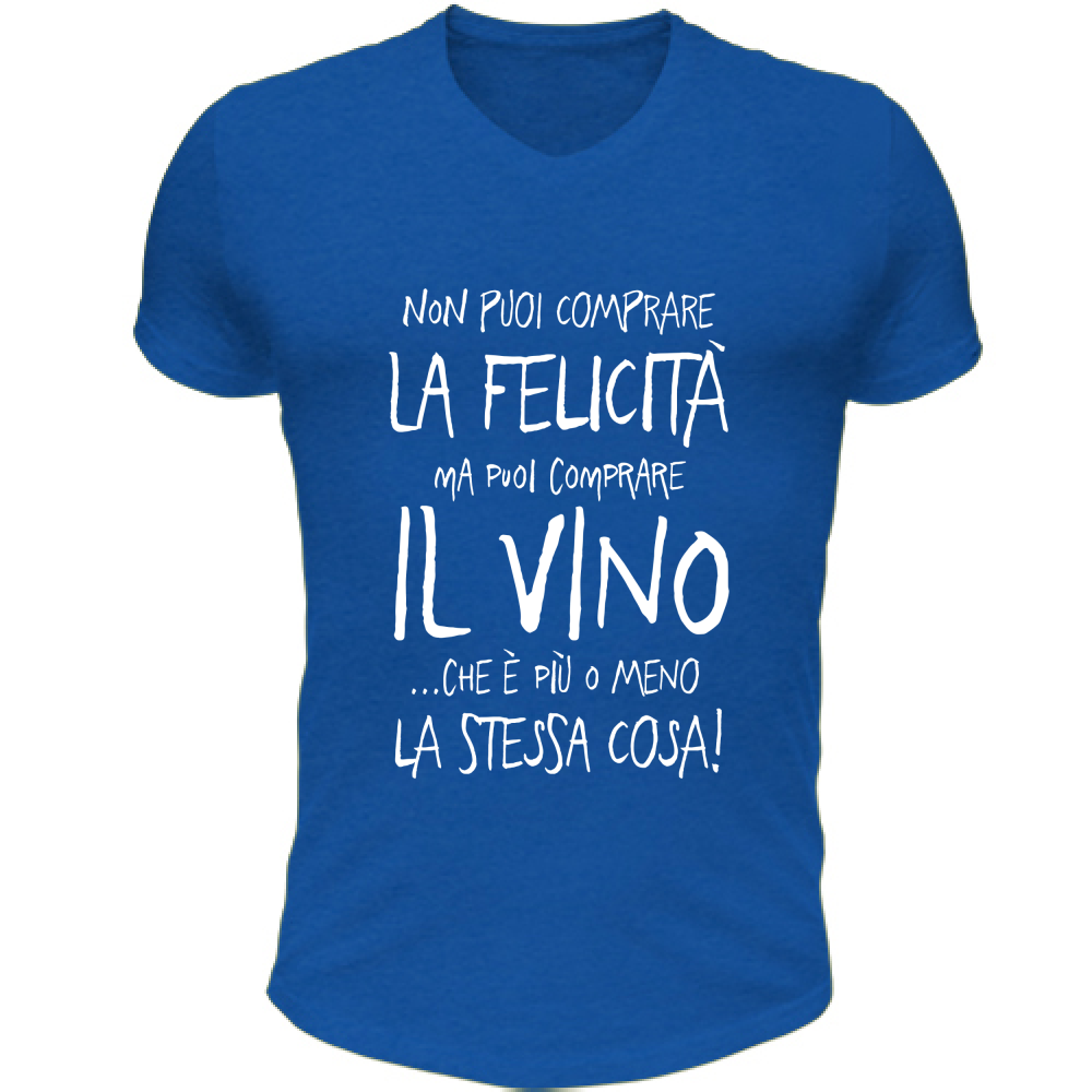 T-Shirt Unisex Scollo V Puoi comprare il Vino - Scritte Divertenti