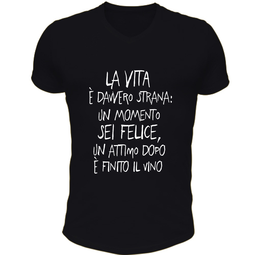 T-Shirt Unisex Scollo V Vita strana - Scritte Divertenti