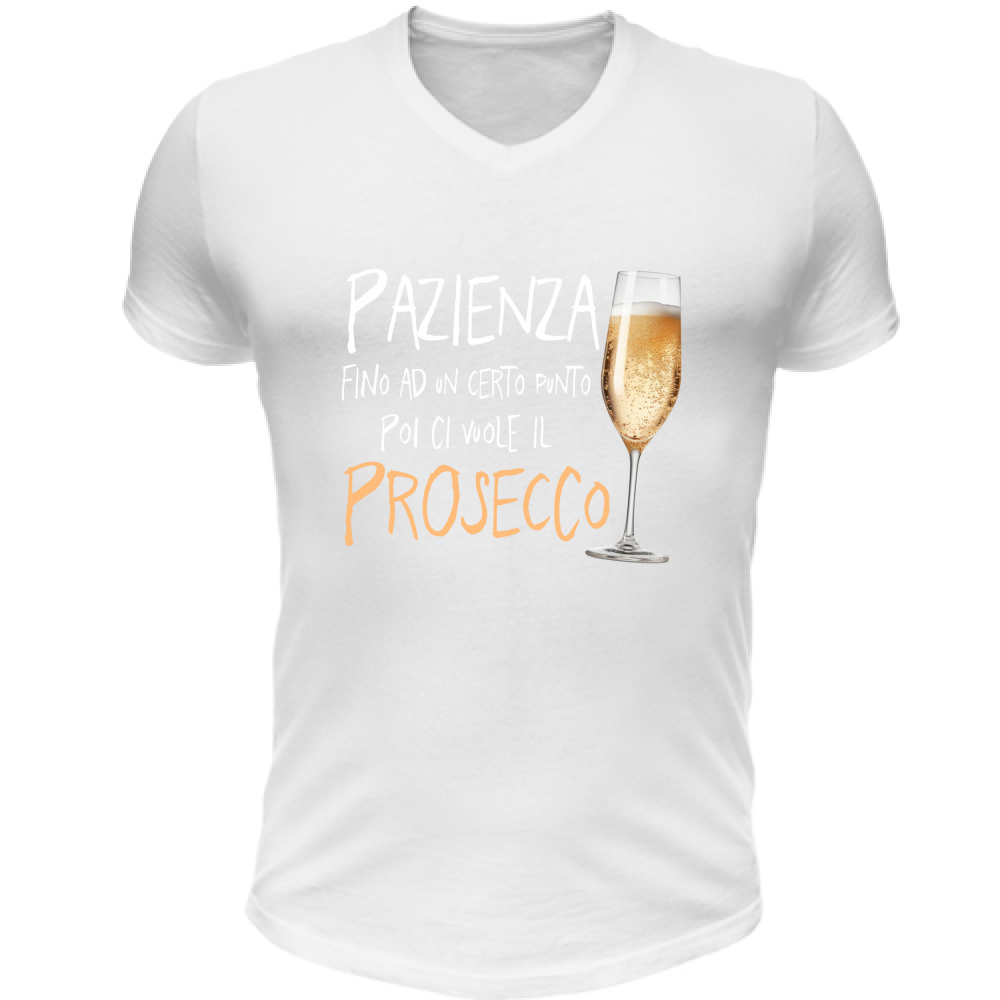 T-Shirt Unisex Scollo V Pazienza fino ad un certo punto Scritte Divertenti