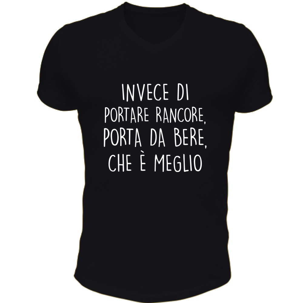 T-Shirt Unisex Scollo V Portare rancore - Scritte Divertenti