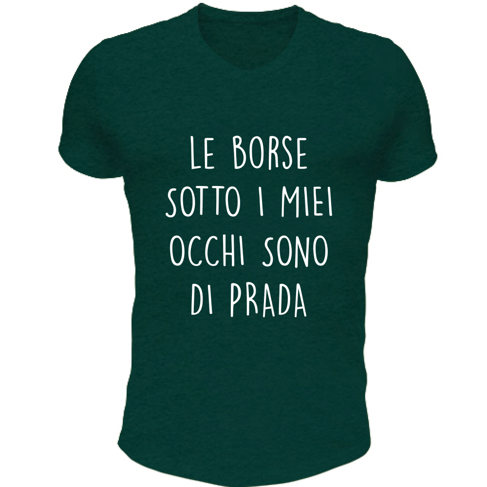 T-Shirt Unisex Scollo V Borse - Scritte Divertenti