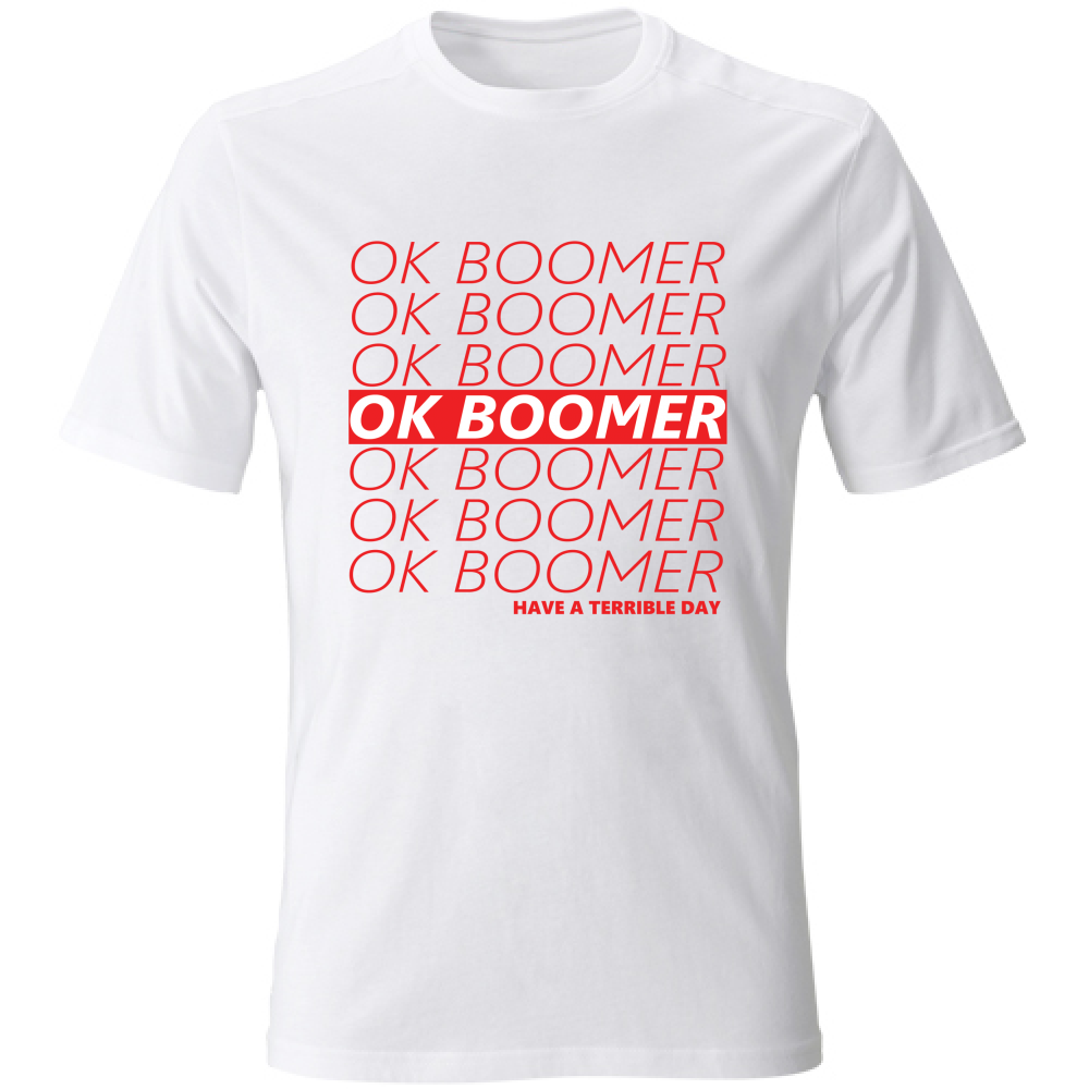 T-Shirt Unisex Large Ok Boomer Maglietta