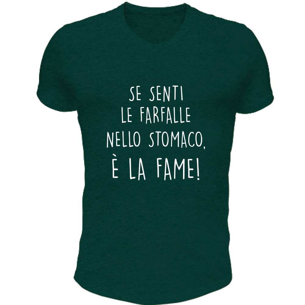 T-Shirt Unisex Scollo V La fame - Scritte Divertenti