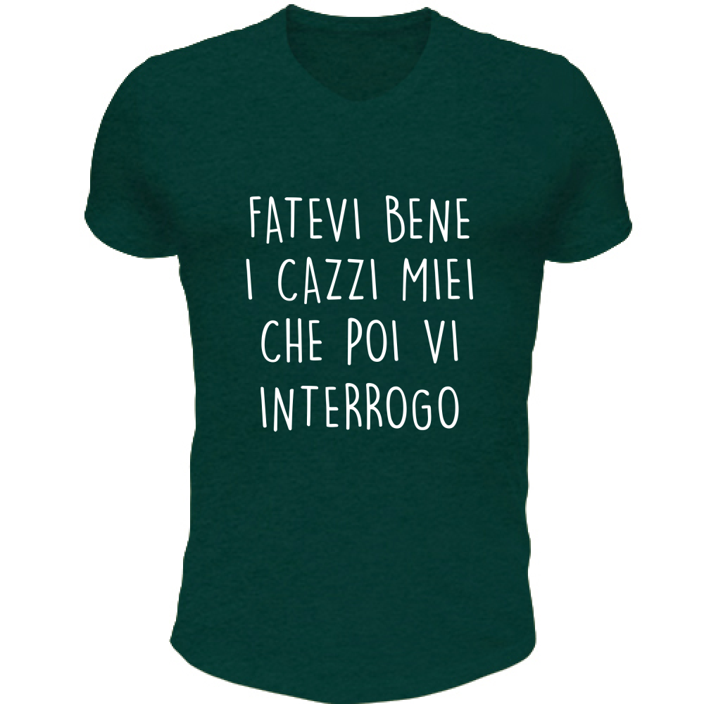 T-Shirt Unisex Scollo V Vi interrogo - Scritte Divertenti