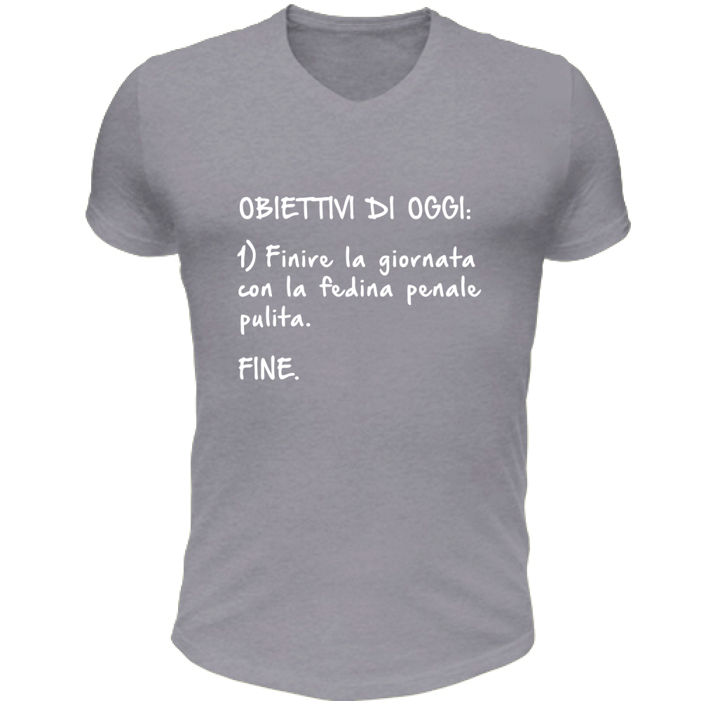 T-Shirt Unisex Scollo V Obiettivi - Scritte Divertenti