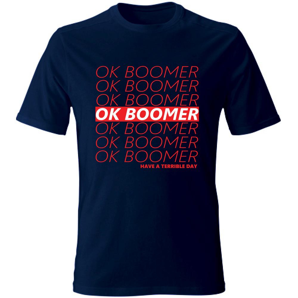 T-Shirt Unisex Large Ok Boomer Maglietta