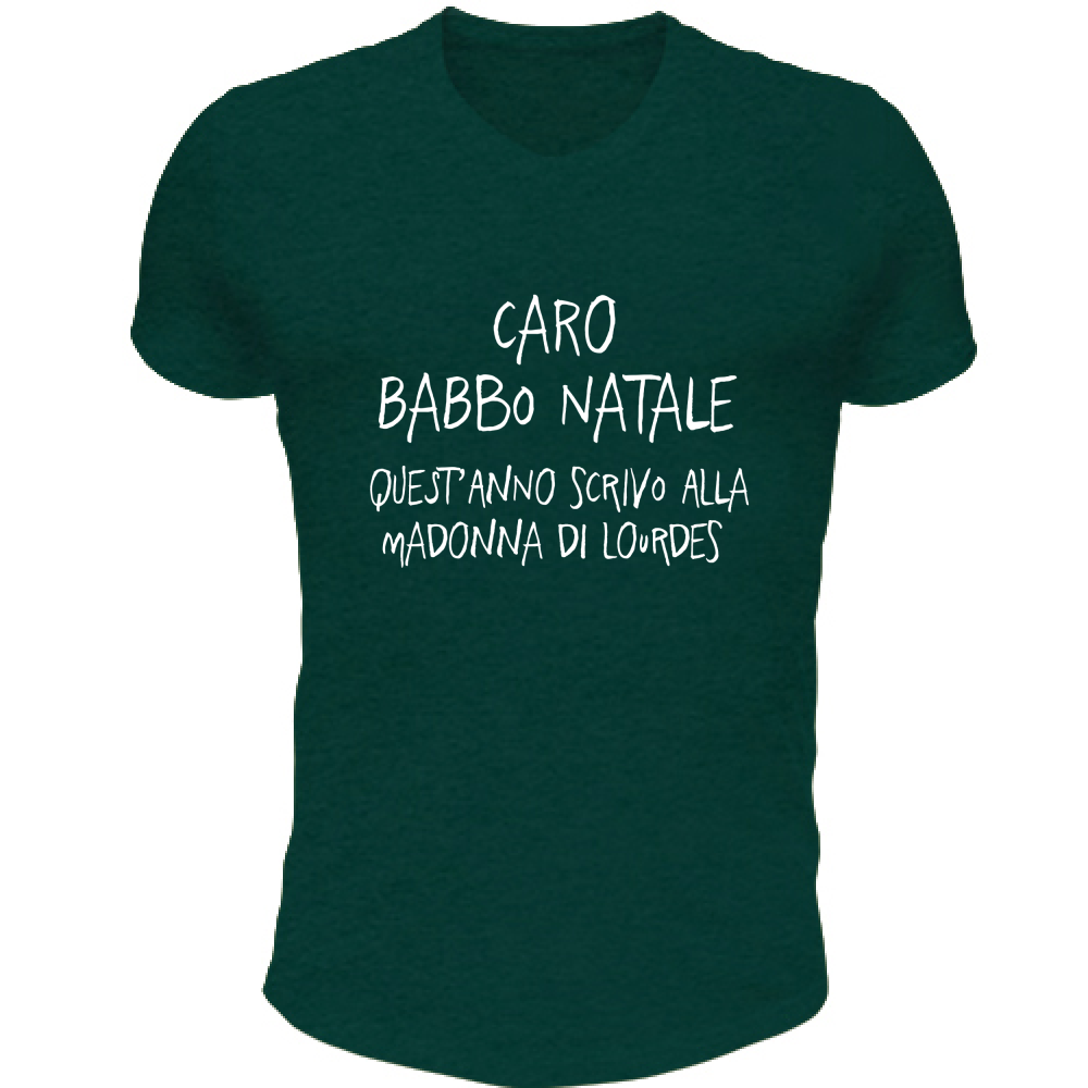 T-Shirt Unisex Scollo V Caro Babbo Natale - Scritte Divertenti