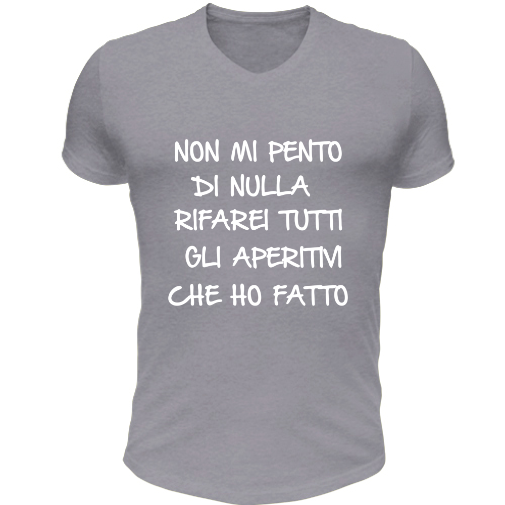 T-Shirt Unisex Scollo V Non mi pento - Scritte Divertenti