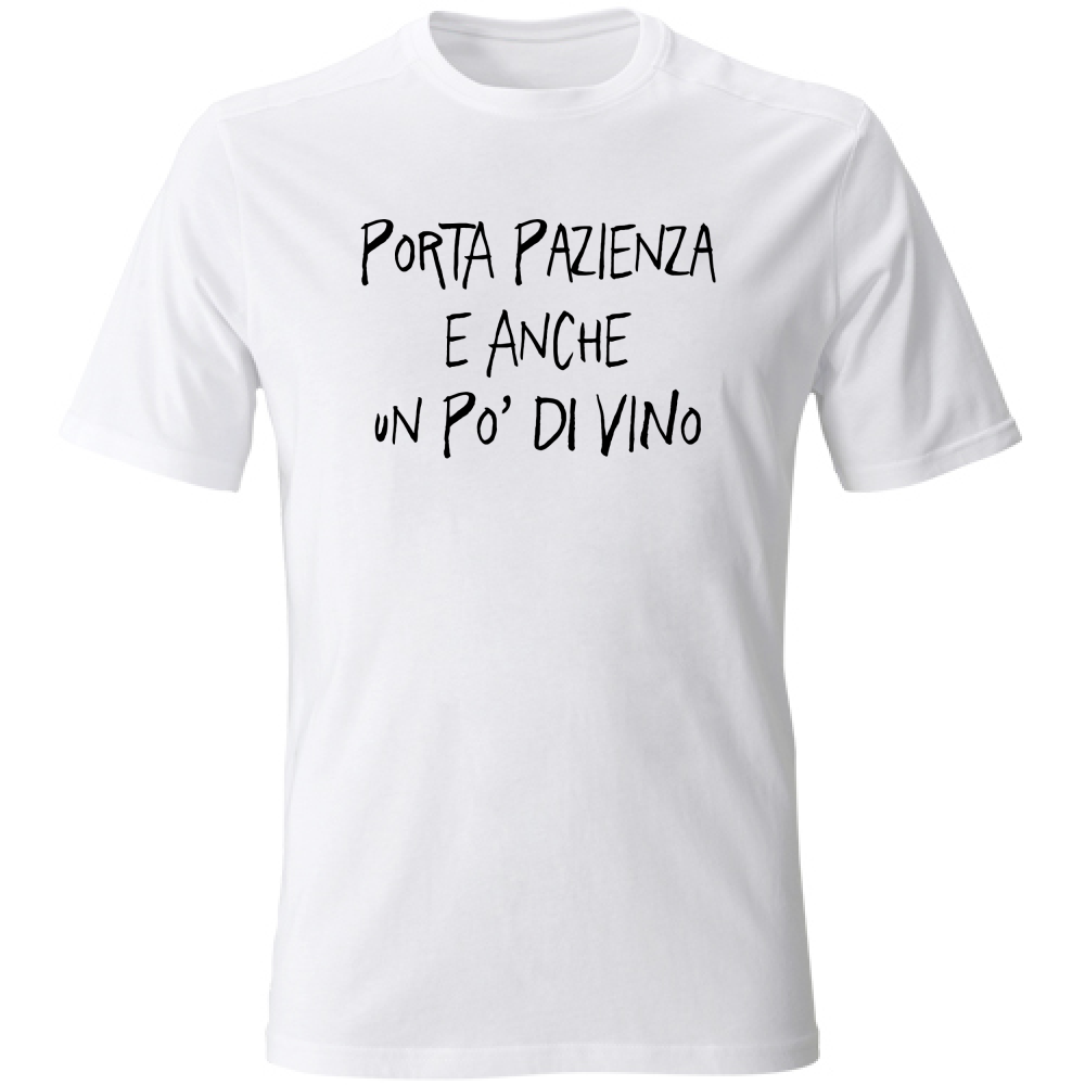 T-Shirt Unisex Pazienza e vino - Scritte Divertenti - Chiara