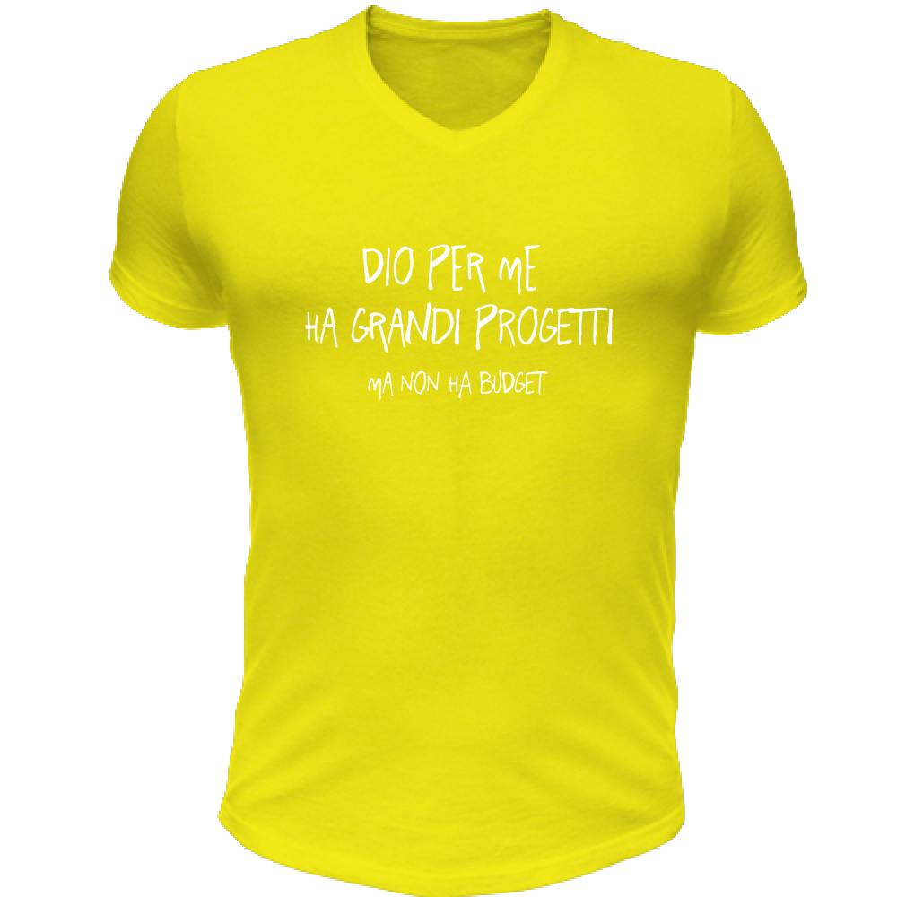 T-Shirt Unisex Scollo V Grandi progetti - Scritte Divertenti