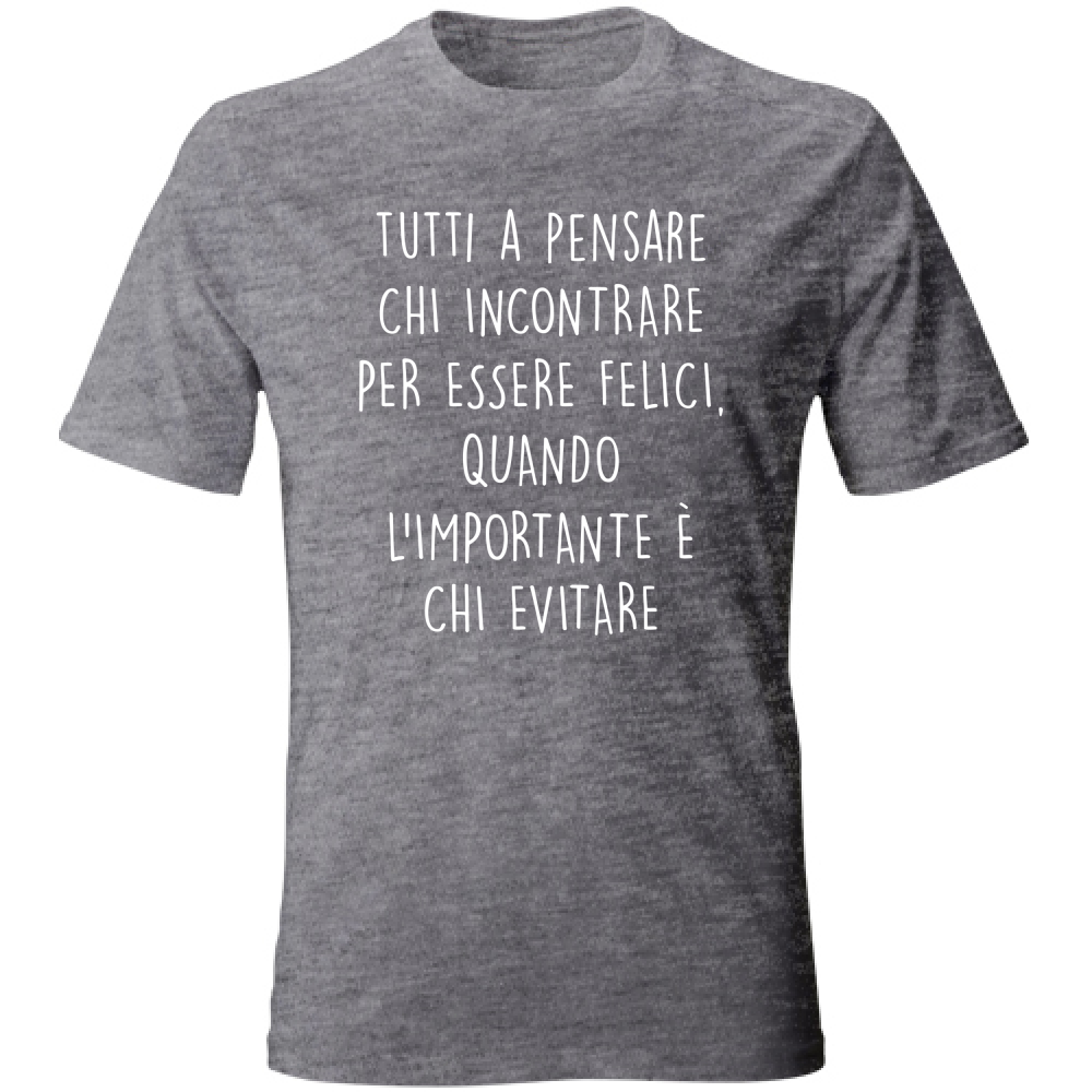 T-Shirt Unisex Chi evitare - Scritte Divertenti