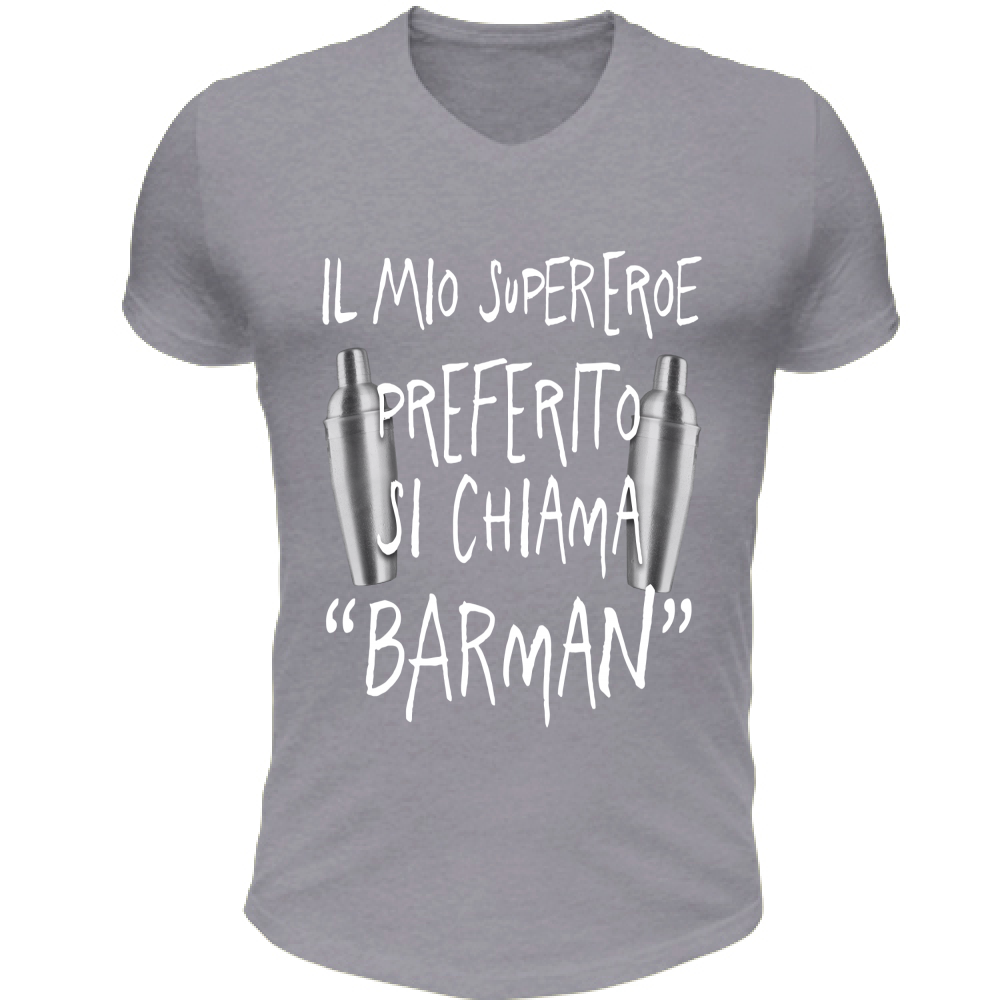 T-Shirt Unisex Scollo V Supereroe preferito - Scritte Divertenti