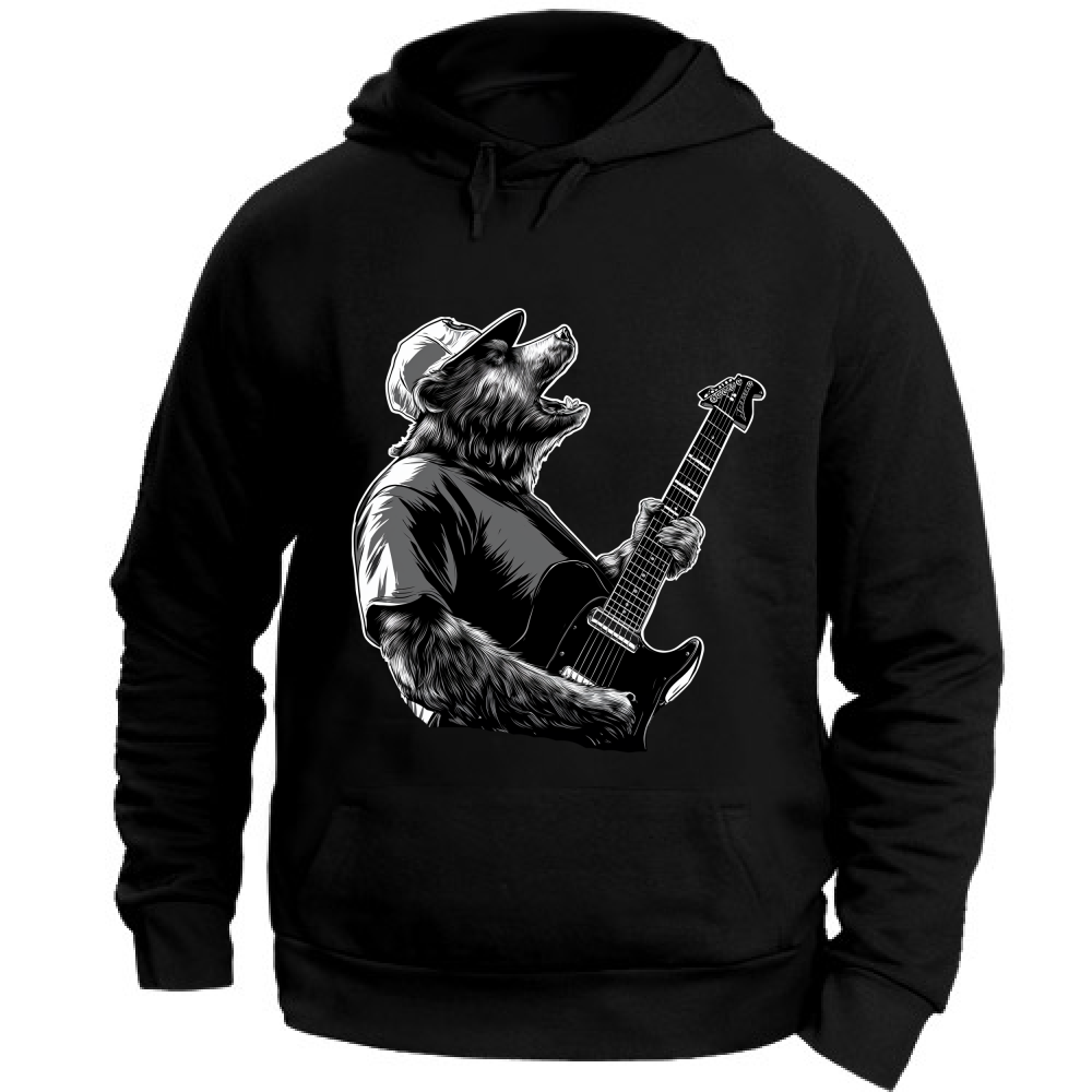 Felpa Unisex con Cappuccio Orso Rock