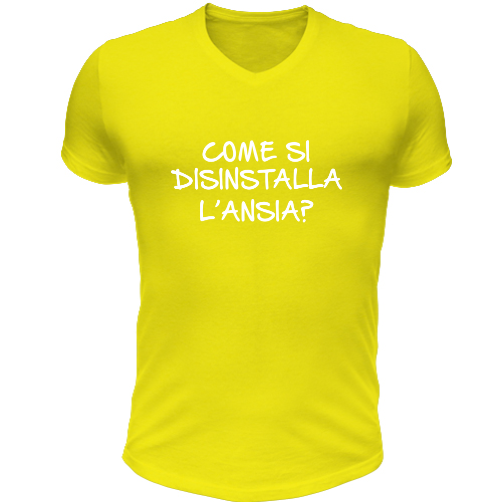 T-Shirt Unisex Scollo V Come si disinstalla - Scritte Divertenti