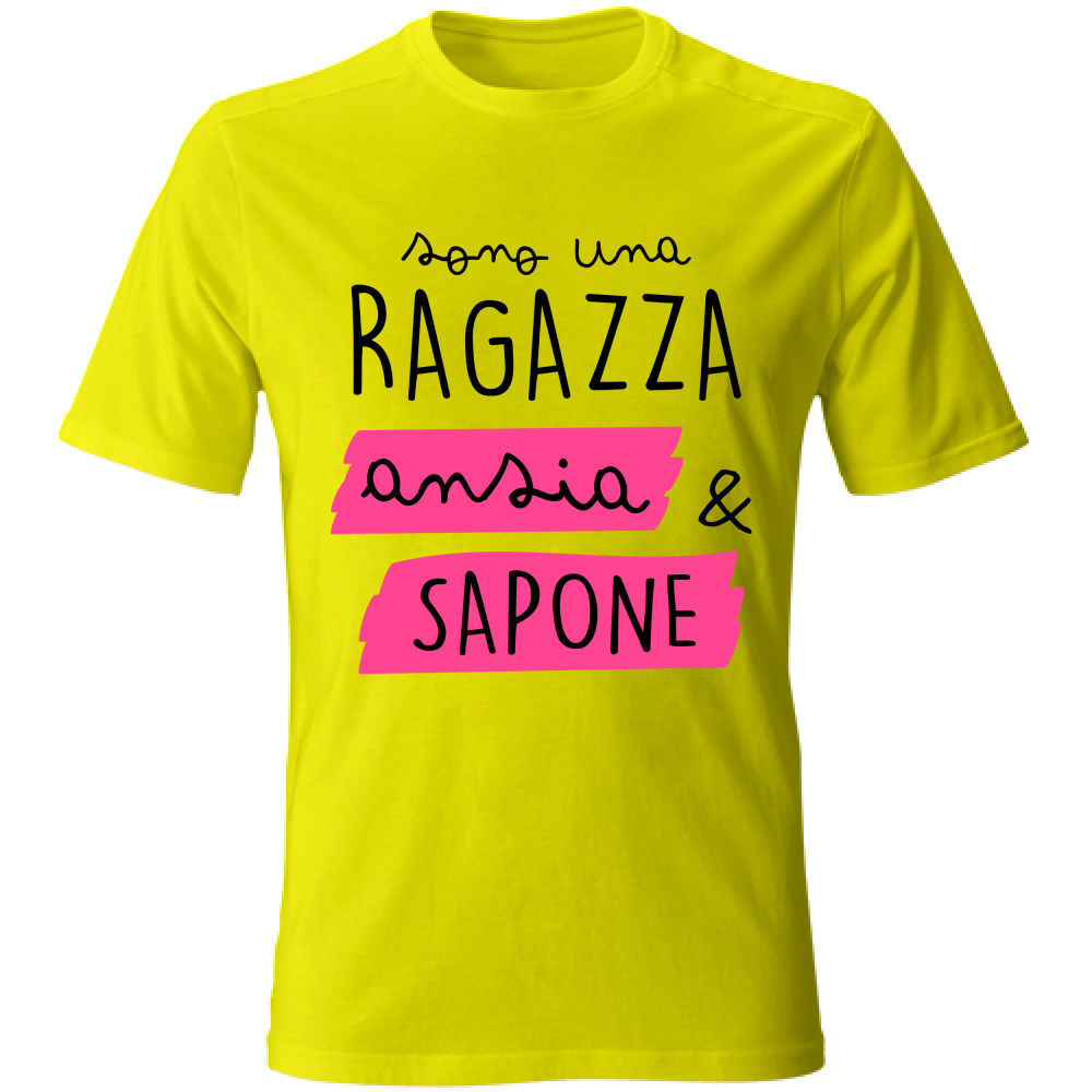 T-Shirt Unisex Ansia e Sapone - Scritte Divertenti - Chiara